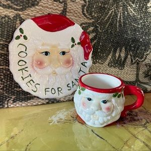 Vintage Santa's plate and Mug